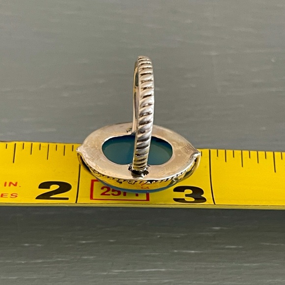 🌟 Blue Chalcedony Sterling Silver Ring - Picture 8 of 10